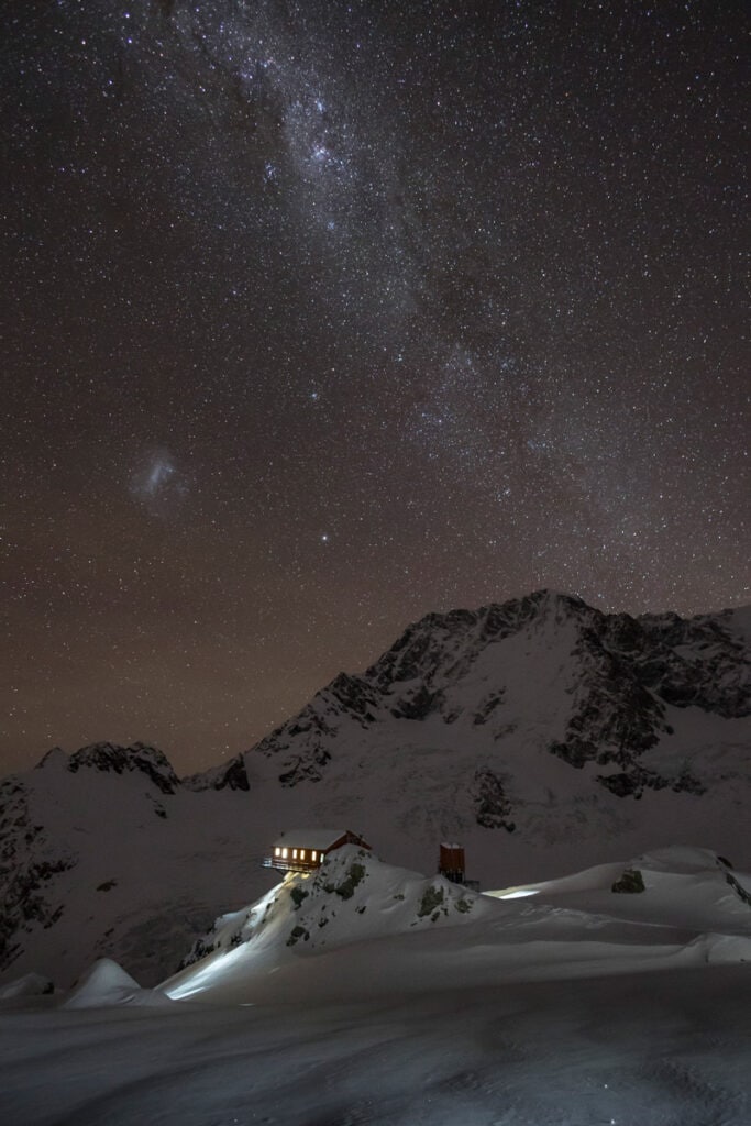 Plateau Hut at night
