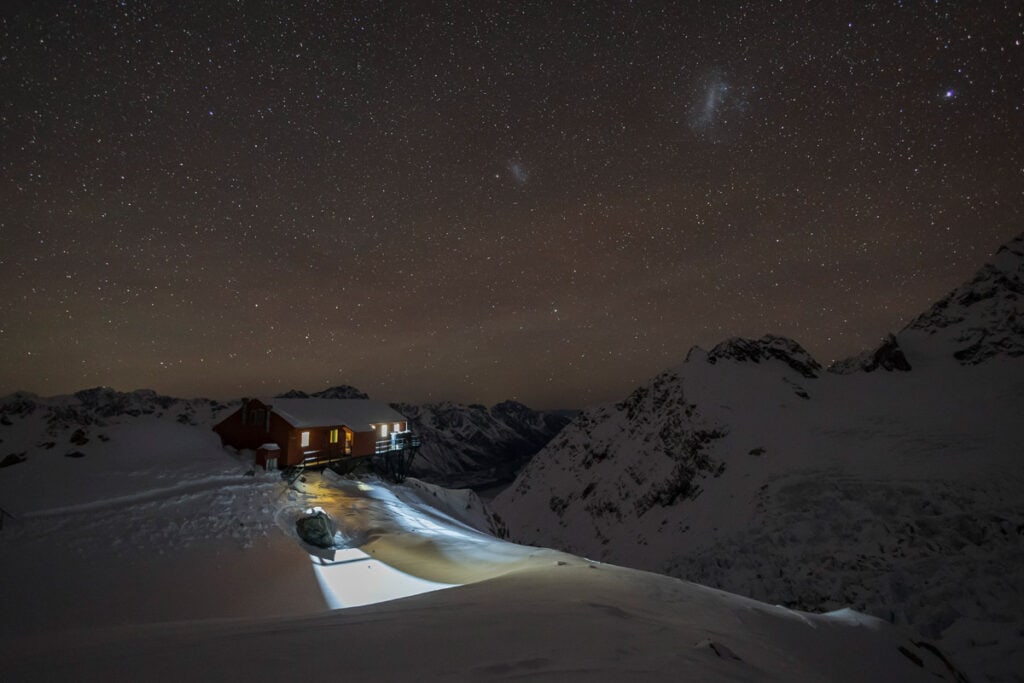 Plateau Hut at night