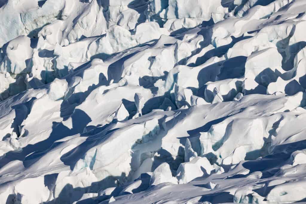 Ice on glacier, Plateau Hut