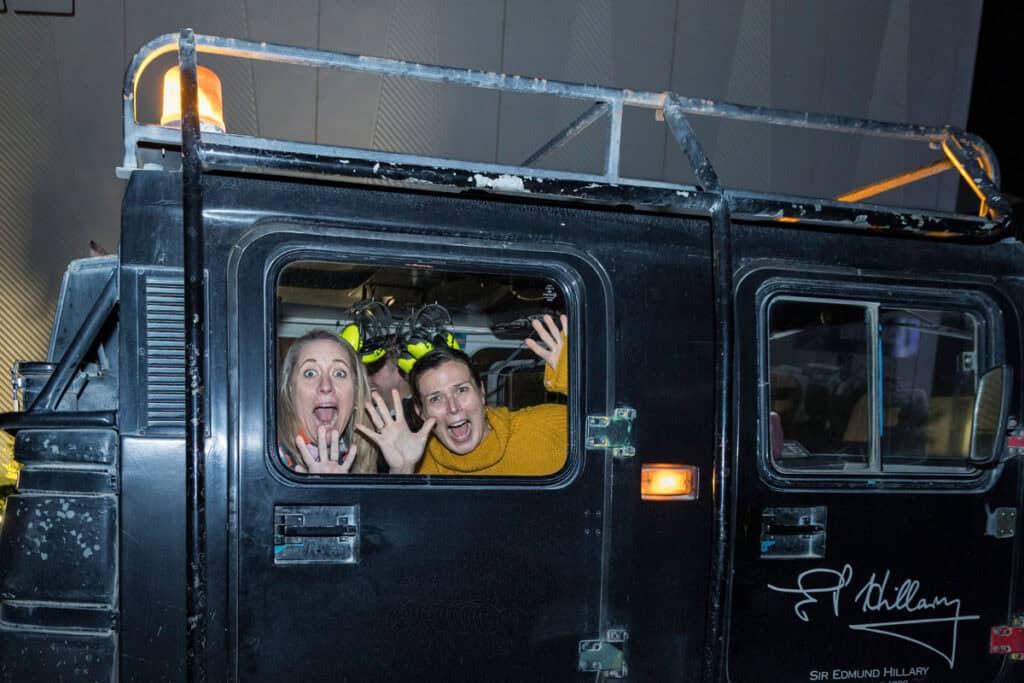 Guests riding on a Hagglund at the International Antarctic Centre, Christchurch, New Zealand.