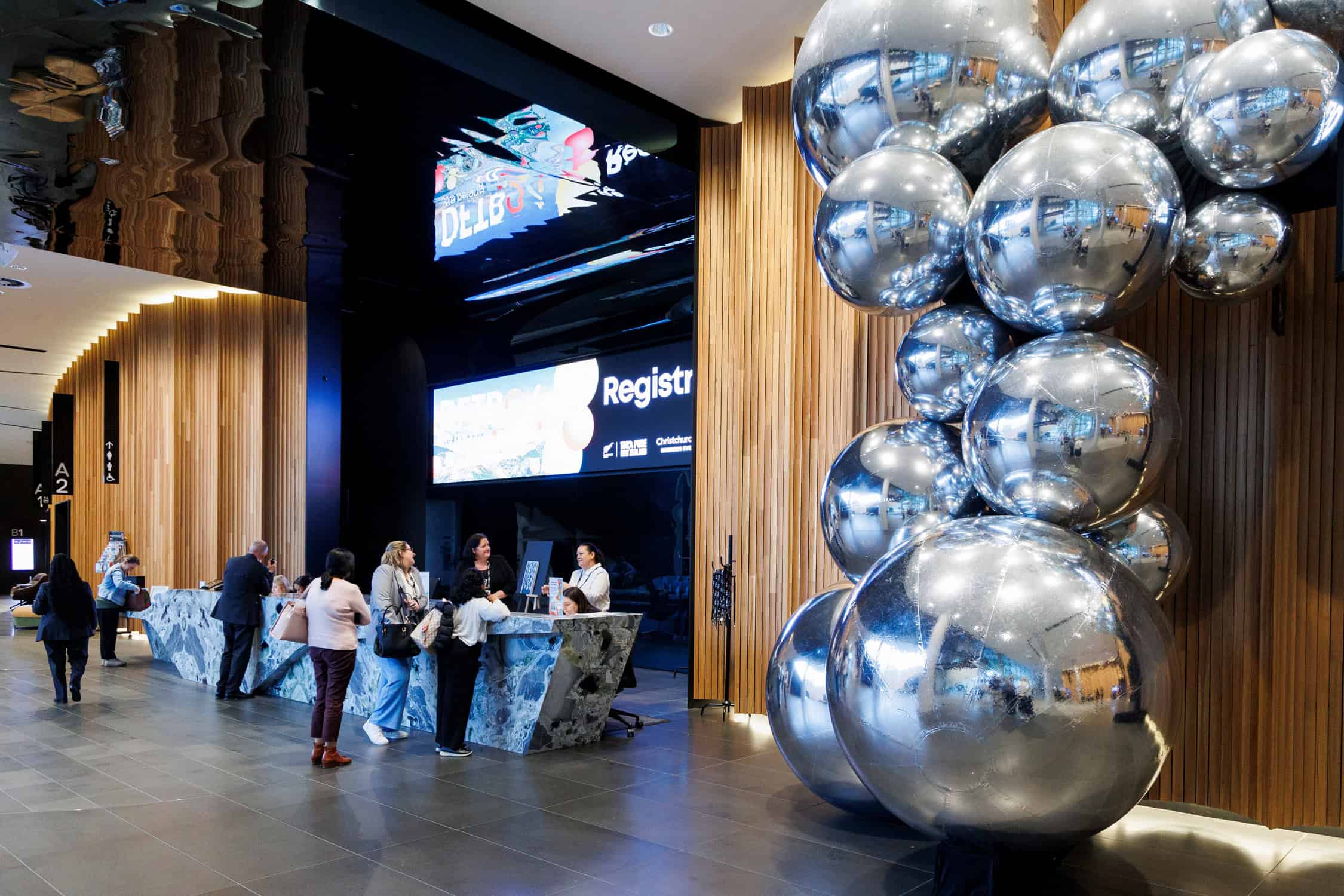 Te Pae foyer themed for international conference.